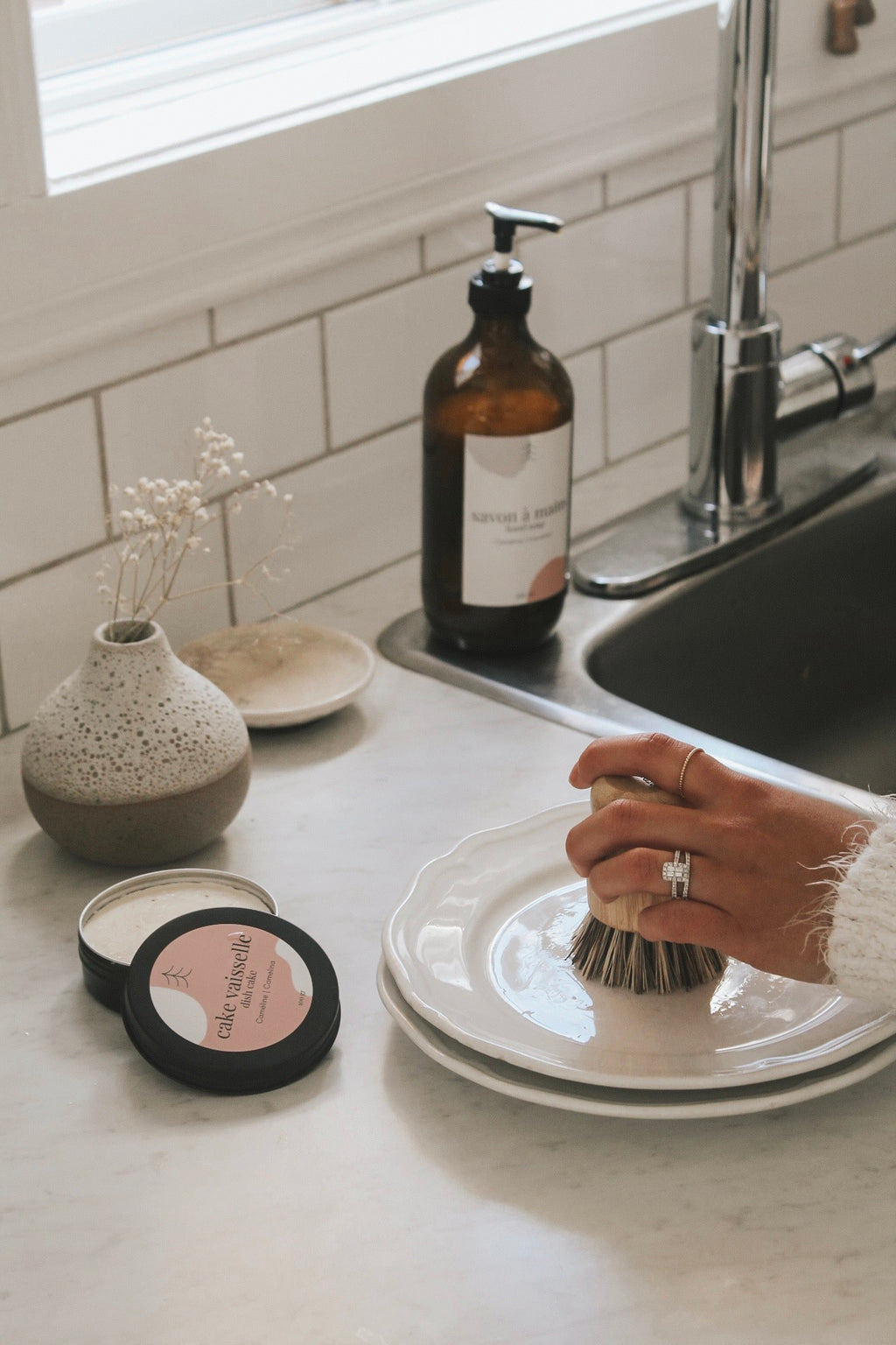 Duo cake et brosse à vaisselle